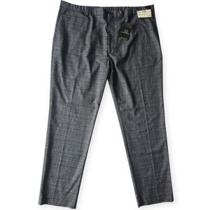 Michael Strahan Msn Navy Plaid Trouser Pants Modern Fit Stretch Size 42 X 32‎